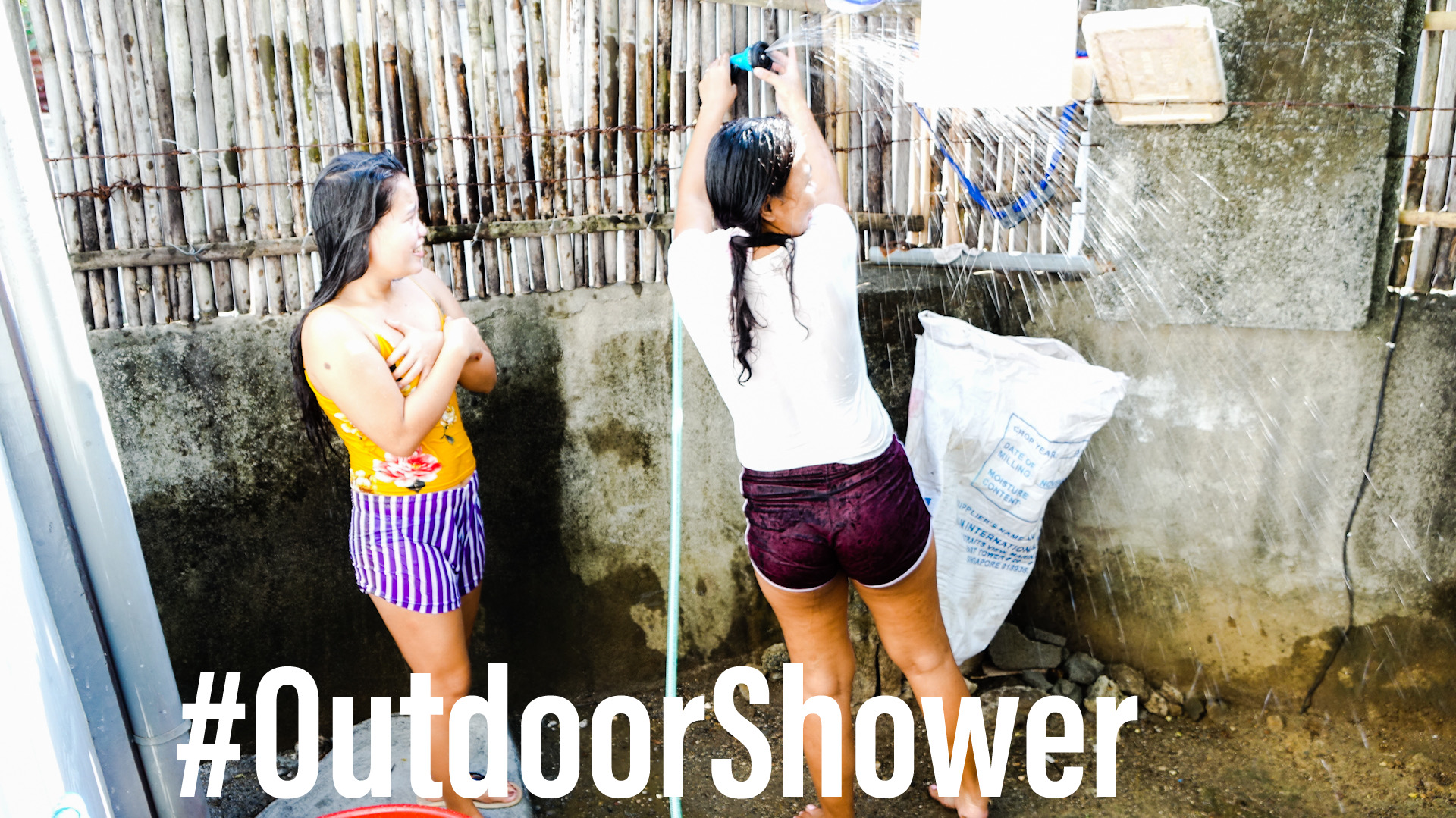 2 Filipinas Take Outdoor Shower In My Back Yard